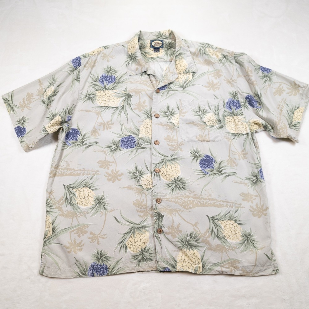 VTG‎ Tommy Bahama Camp Shirt Men XL Pineapple Coastal Resortwear Quiet Luxury